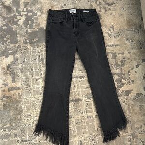 FRAME Black Fringed Flare Jeans